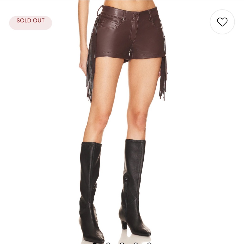 Norma Kamali High Waist Brown Leather Shorts